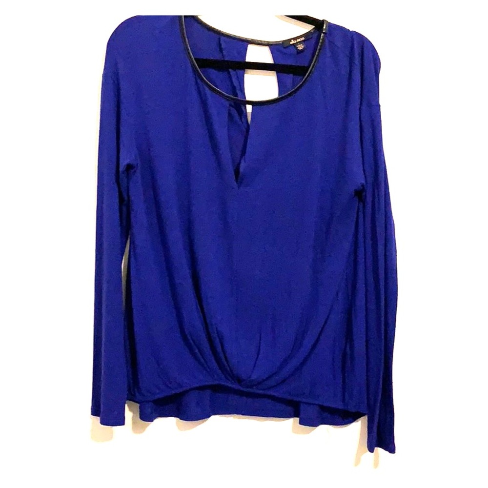 Long sleeve rayon VNeck Ella moss blouse